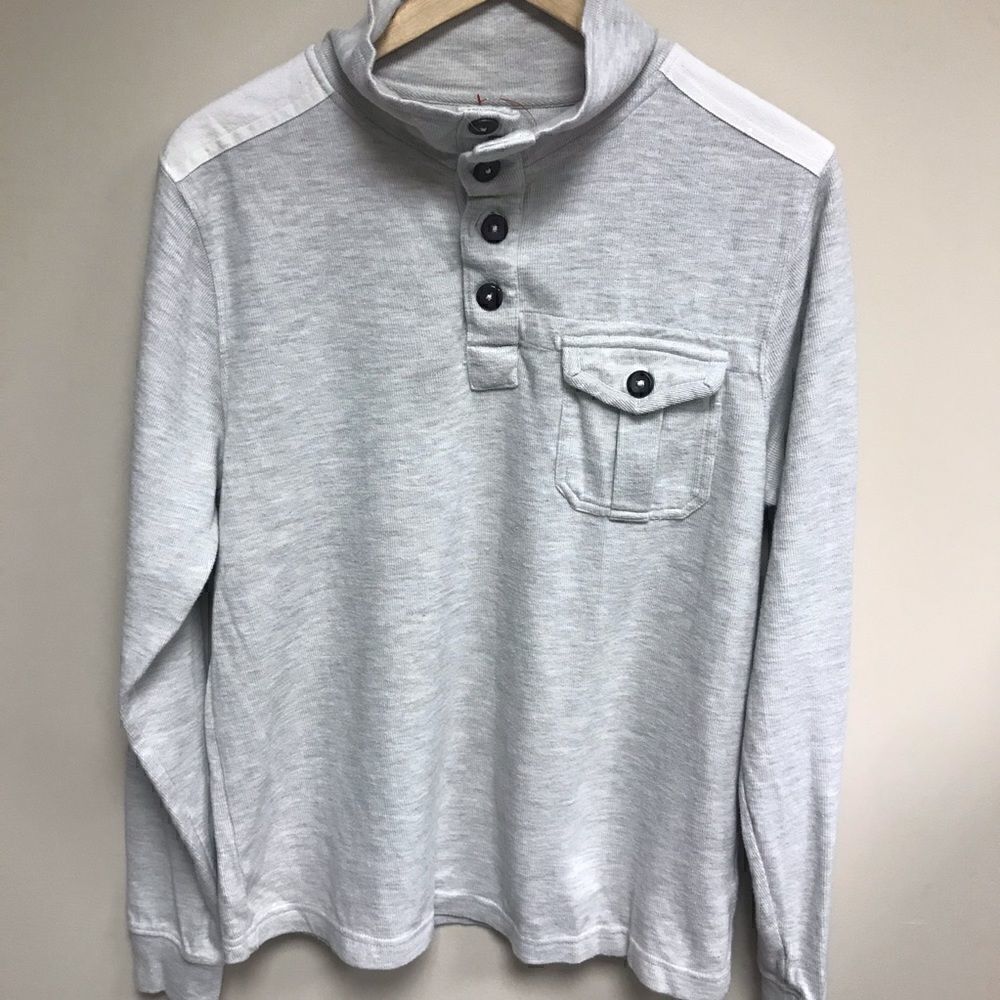 👠Hagger grey pullover with button down neck Sm